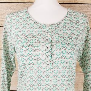 Eddie Bauer geometric print gray green tunic top